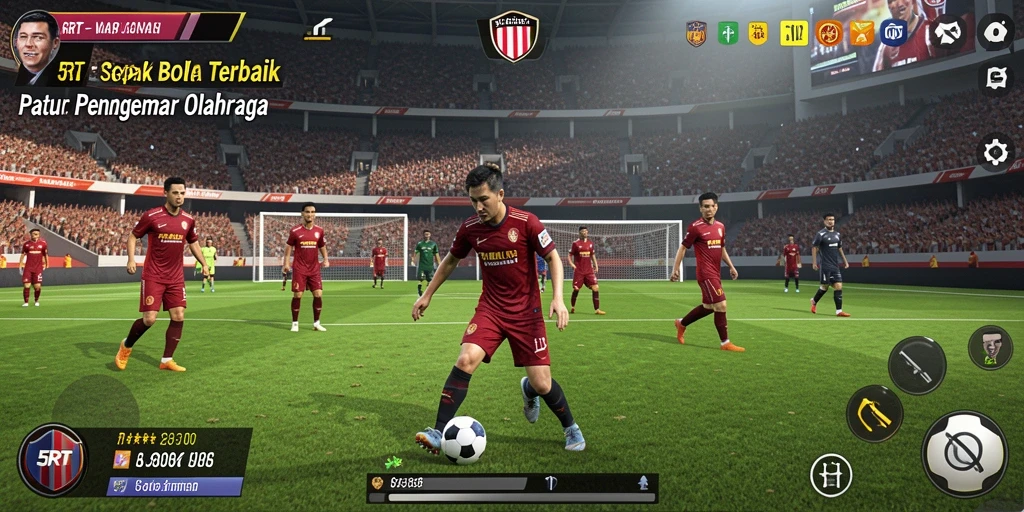Tampilan gameplay menegangkan dan penuh aksi di lapangan sepak bola.