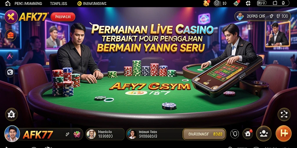 Tampilan gameplay Live Casino AFK77 dengan dealer langsung.