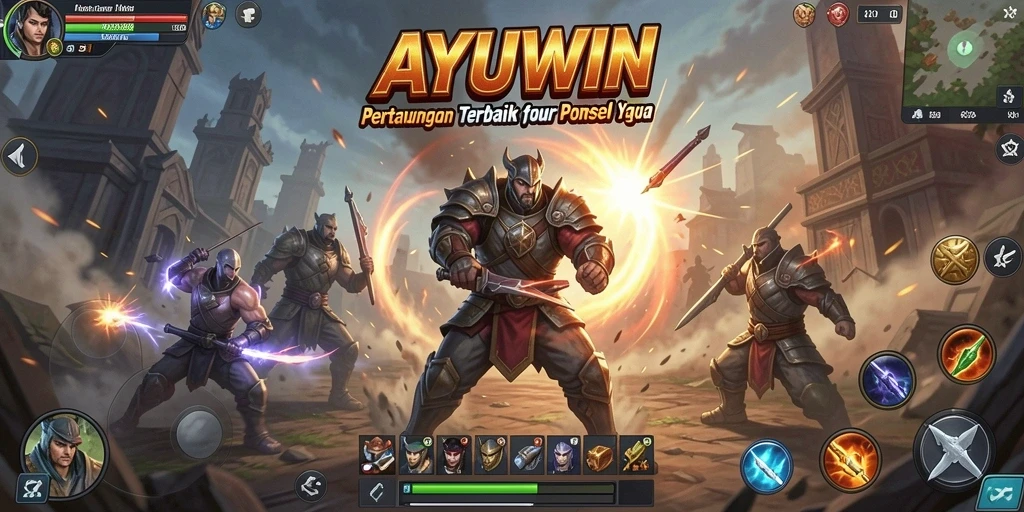 Tampilan seru dari pertarungan AYUWIN dengan karakter yang menarik.