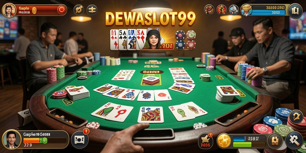 Tampilan gameplay seru DEWASLOT99 dalam permainan Gaple.