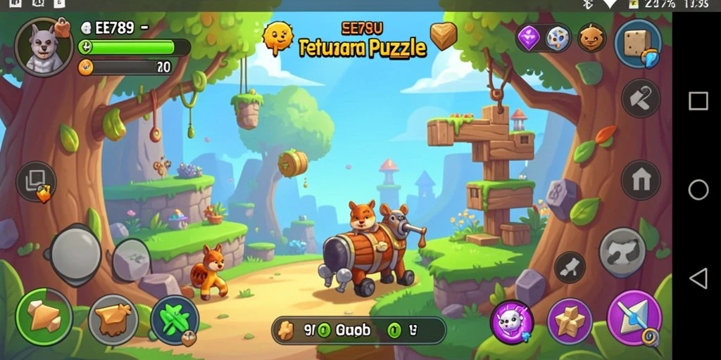 Tampilan gameplay EE789 yang penuh warna dan menantang.