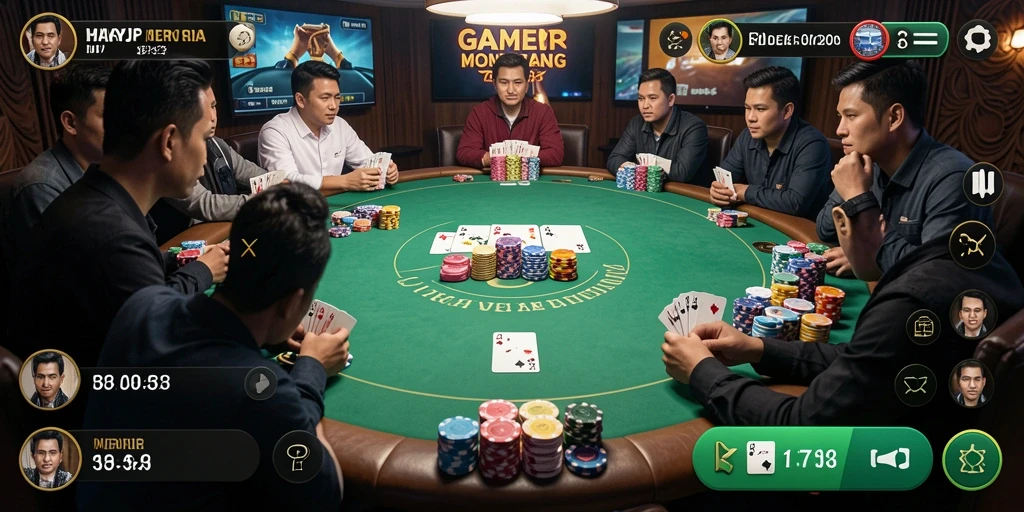 Screenshot gameplay HARAPJP menampilkan aksi seru permainan Poker.
