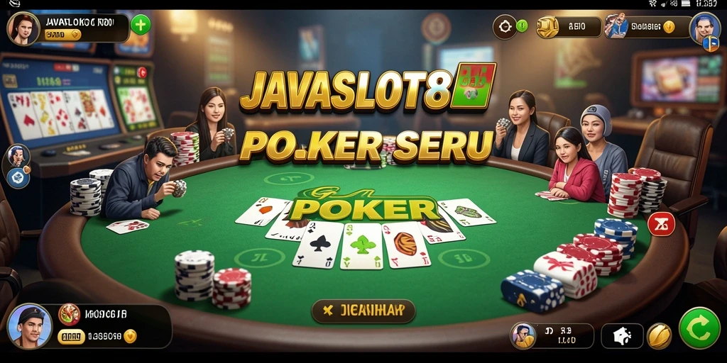 Tampilan gameplay seru di JAVASLOT88 dengan suasana poker yang menarik.