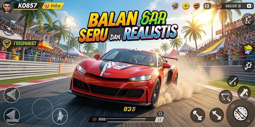 Tampilan menarik dari gameplay balapan di KO857.