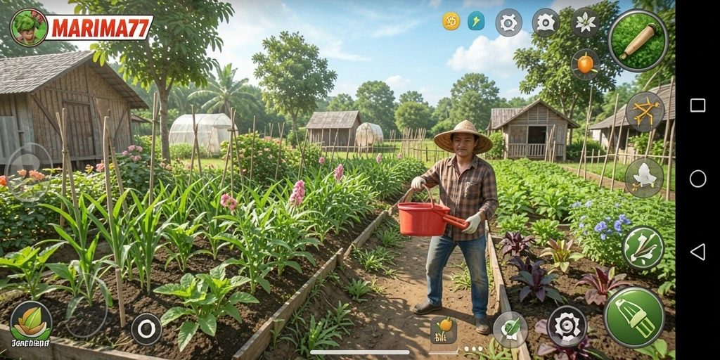 Tampilan gameplay menarik di dunia pertanian virtual MARIMA77.