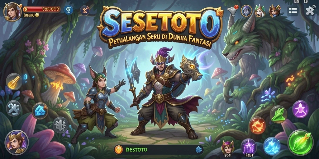 Menampilkan aksi seru dalam petualangan SESETOTO di dunia fantasi.