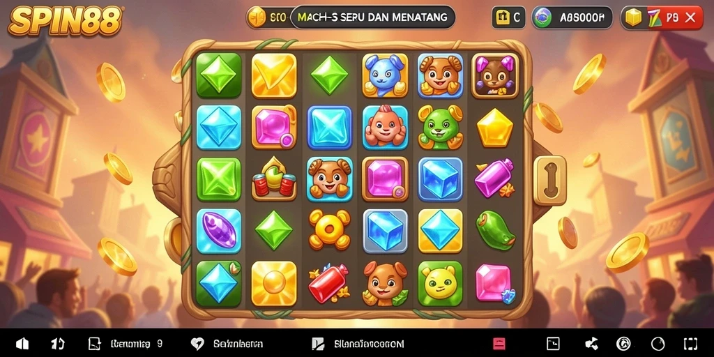 Gameplay seru SPIN88 dalam mencocokkan batu permata.