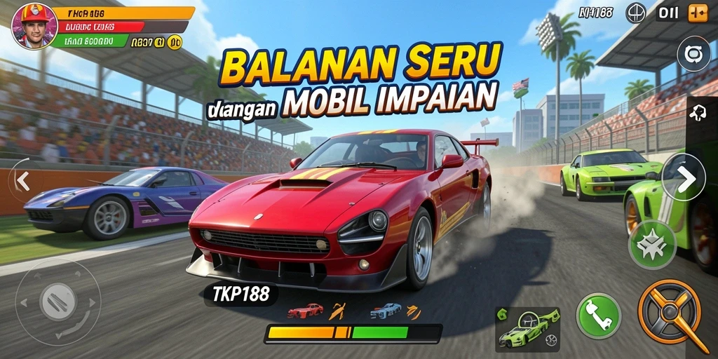 Gameplay TKP188 yang seru dengan balapan mendebarkan.