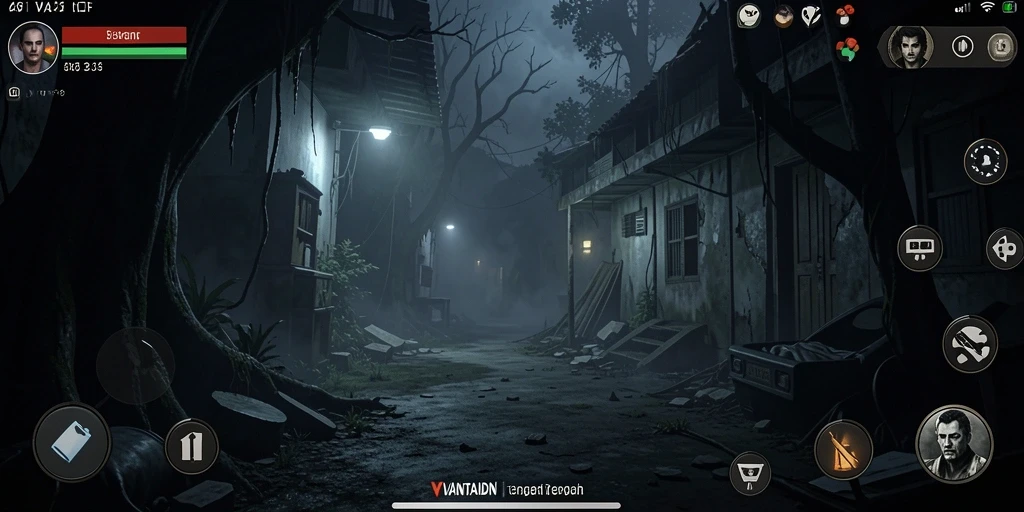 Screenshot utama VANTAIDN menampilkan suasana menyeramkan dan gameplay yang menegangkan.
