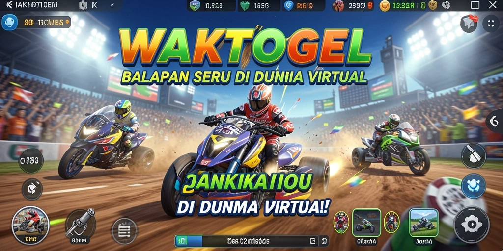 Tampilan gameplay seru WAKTOGEL saat balapan di lintasan.