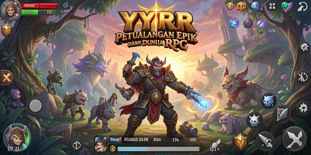Tampilan utama gameplay YYRR yang menampilkan aksi RPG yang mendebarkan.